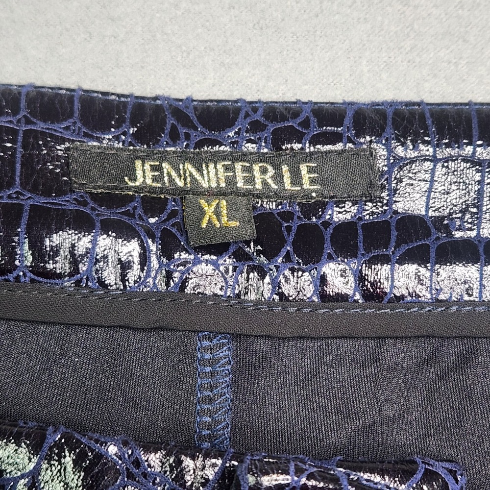 Jenniferle Pants Women's XL 32x30 Black Blue Croc Reptile Kylie Jenner Celebrity - Picture 14 of 15